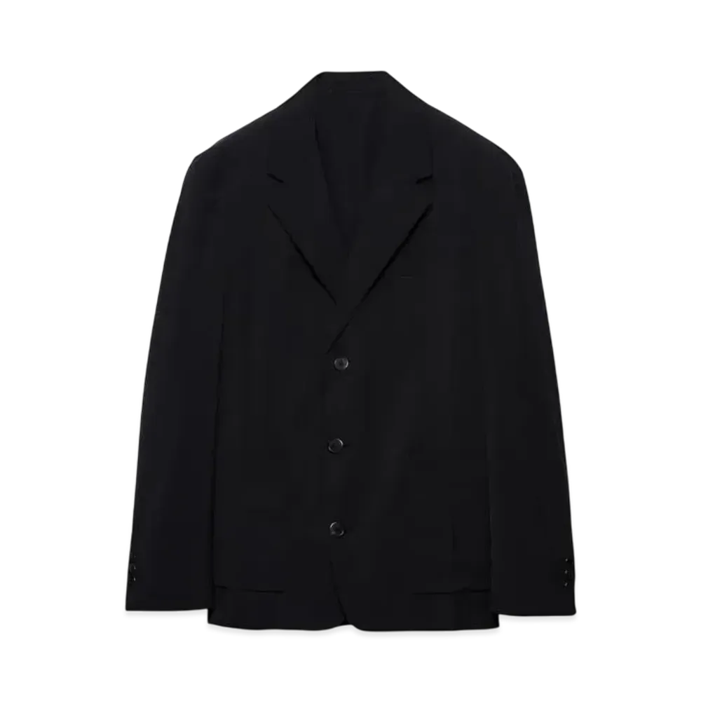 PRADA Men's Single-Breasted Wool Blend Jacket "Black"