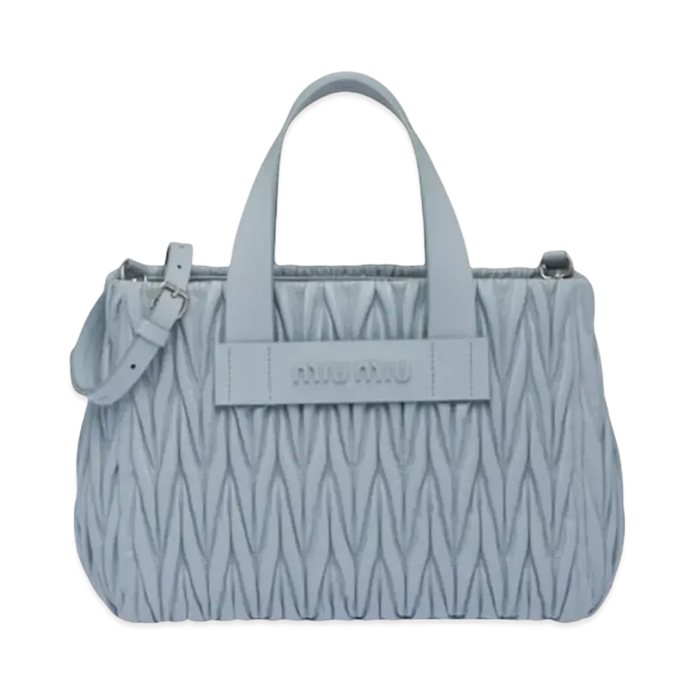 MIU MIU Materasse Leather Handbag "Sky Blue"