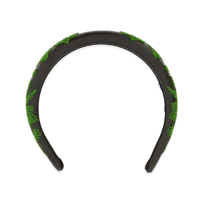 PRADA Women's Nappa Leather Hairband "Green"