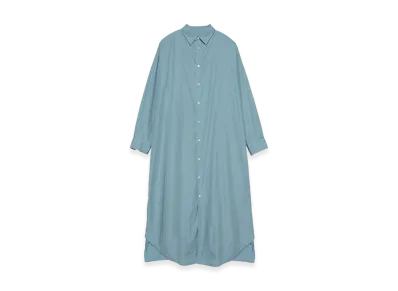 Graphpaper minus Botanical Dyed Broad Oversized Regular Collar Dress "Sax"