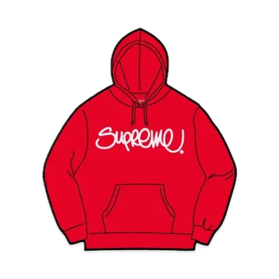 Supreme Raised Handstyle Hooded Sweatshirt "Red"