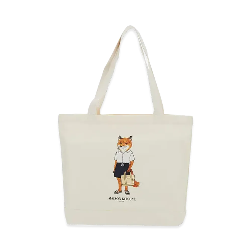 Maison Kitsune Women's "Dressed Fox" Large Shoulder Bag "Beige"