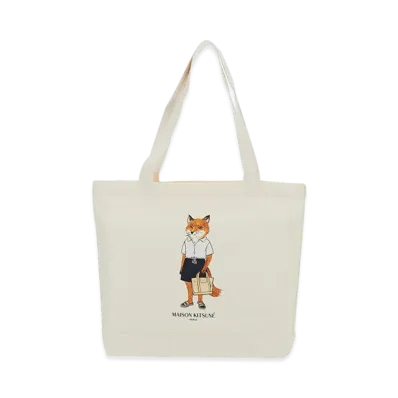 Maison Kitsune Women's "Dressed Fox" Large Shoulder Bag "Beige"