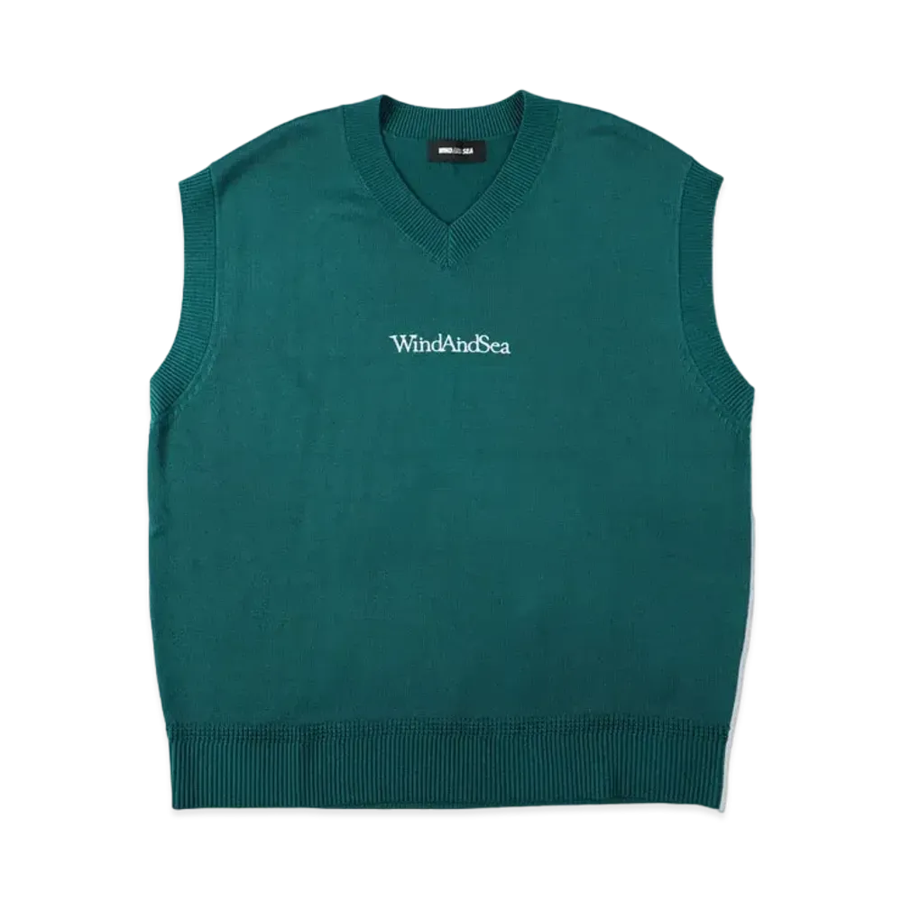 WIND AND SEA SDT Vneck Knit Vest "Green"