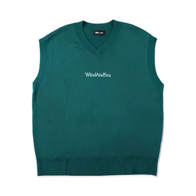 WIND AND SEA SDT Vneck Knit Vest "Green"