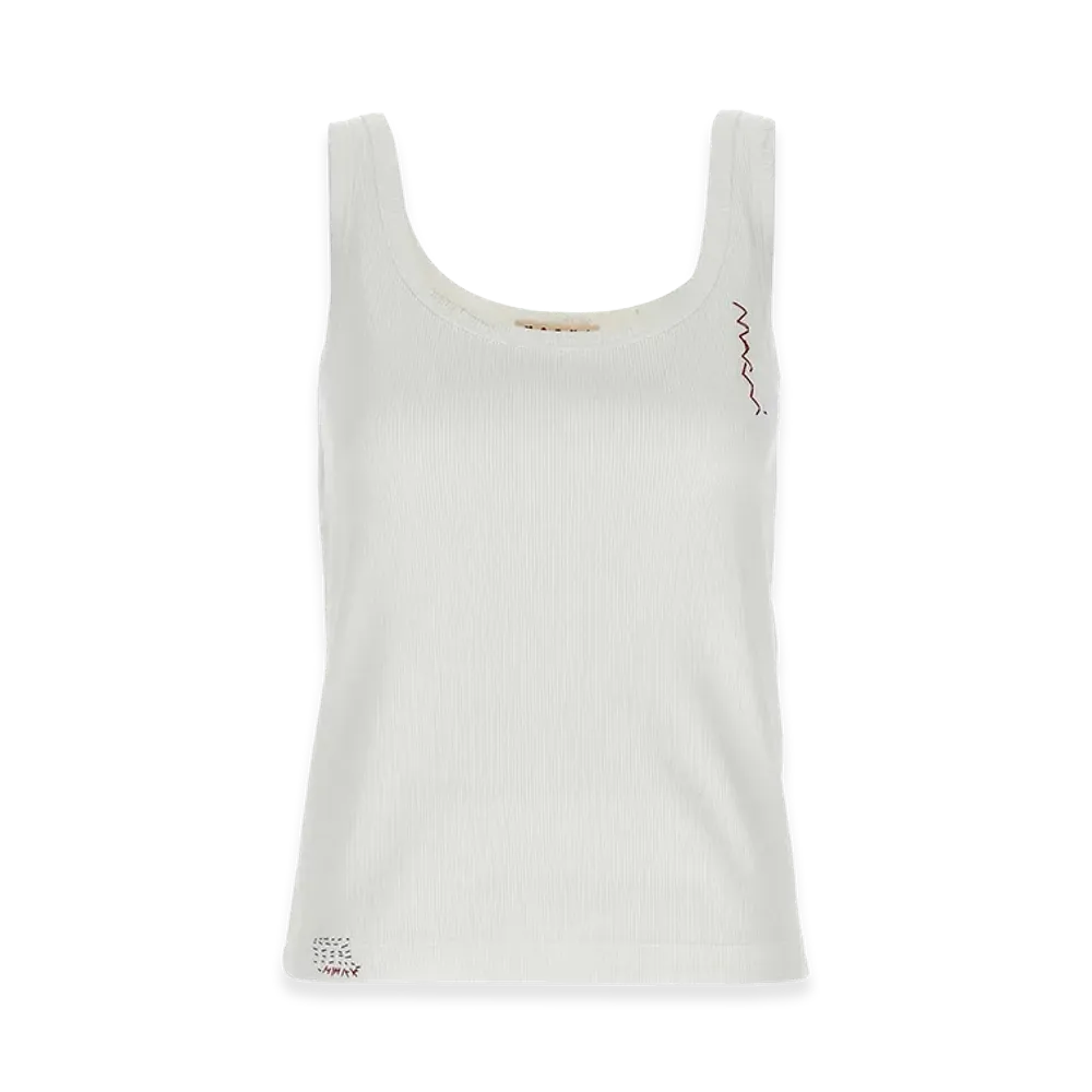 MARNI Women's Logo Embroidery Tank Top "White"