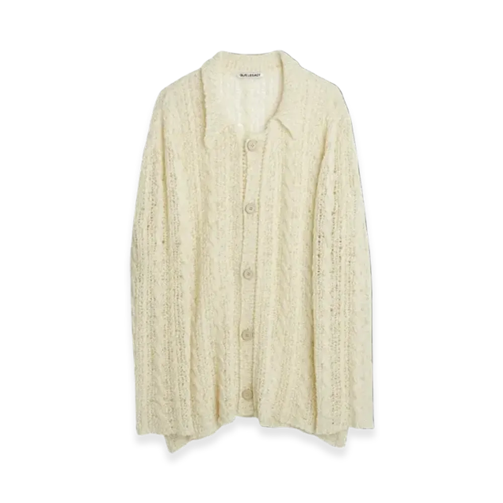 OUR LEGACY Women's Big Cardigan Sheer Cable "White"