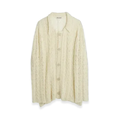 OUR LEGACY Women's Big Cardigan Sheer Cable "White"