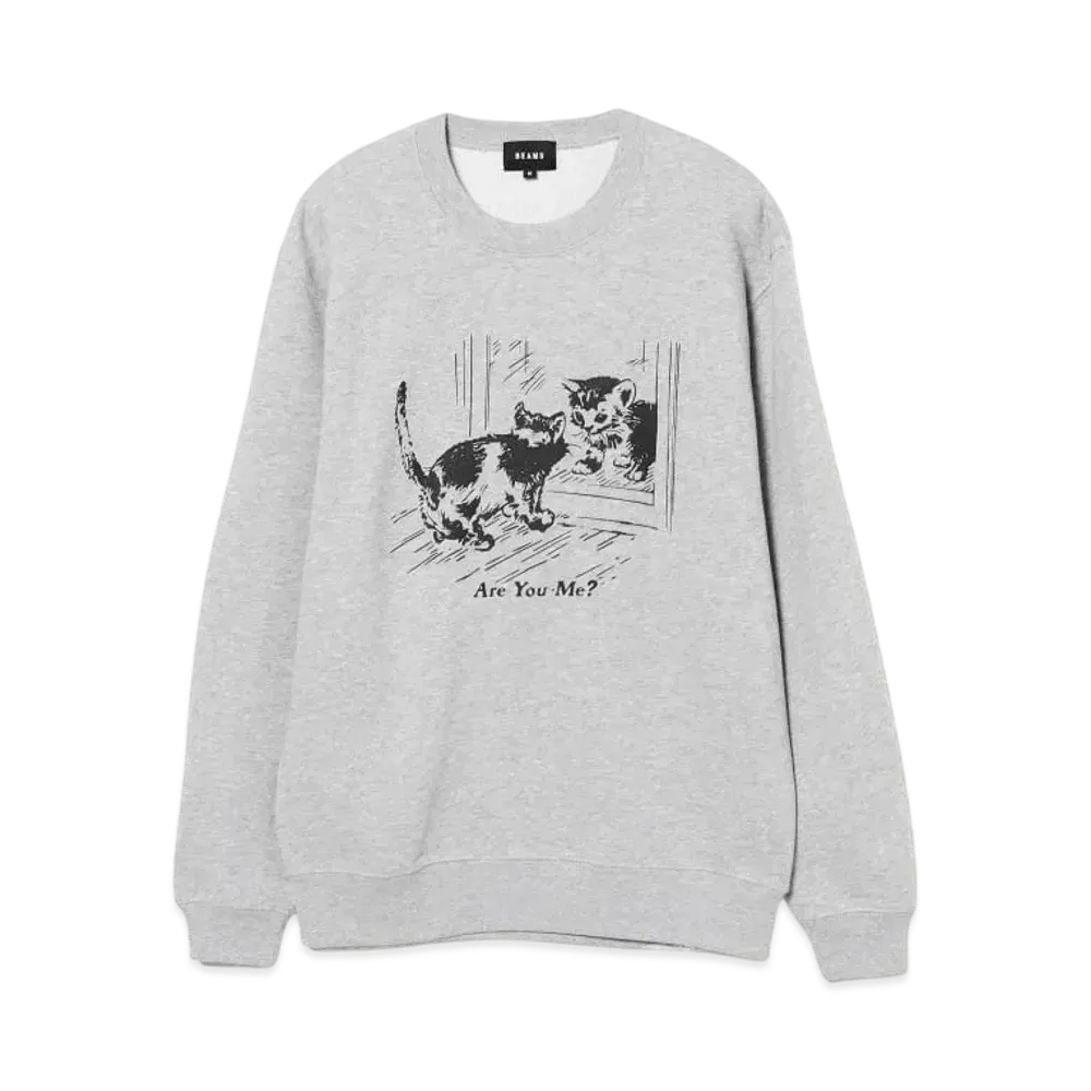 BEAMS Are You Me Crewneck Sweat "MixGray"