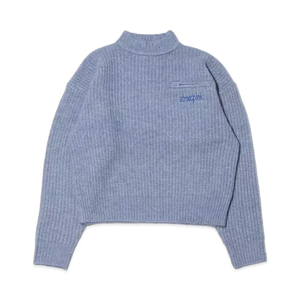 atmos pink High Neck Knit Tops "Sax"