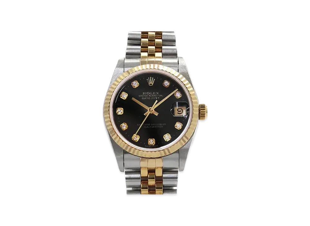 ROLEX Datejust 10P Diamonds "Black/Stainless Steel/Yellow Gold"