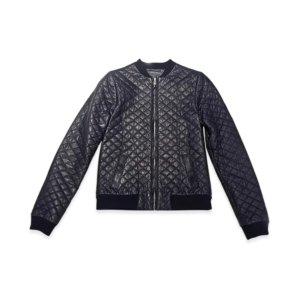 Chrome Hearts Dagger Zip Quilting Leather Jacket "Black"