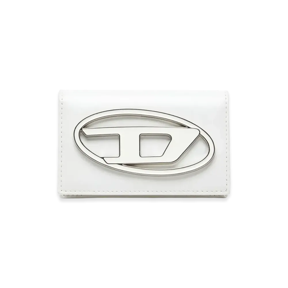Diesel 1Dr Card Holder Iv Leather Card Holder With Enamelled Oval D "White"