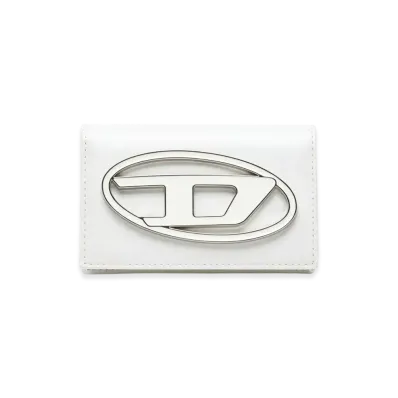 Diesel 1Dr Card Holder Iv Leather Card Holder With Enamelled Oval D "White"