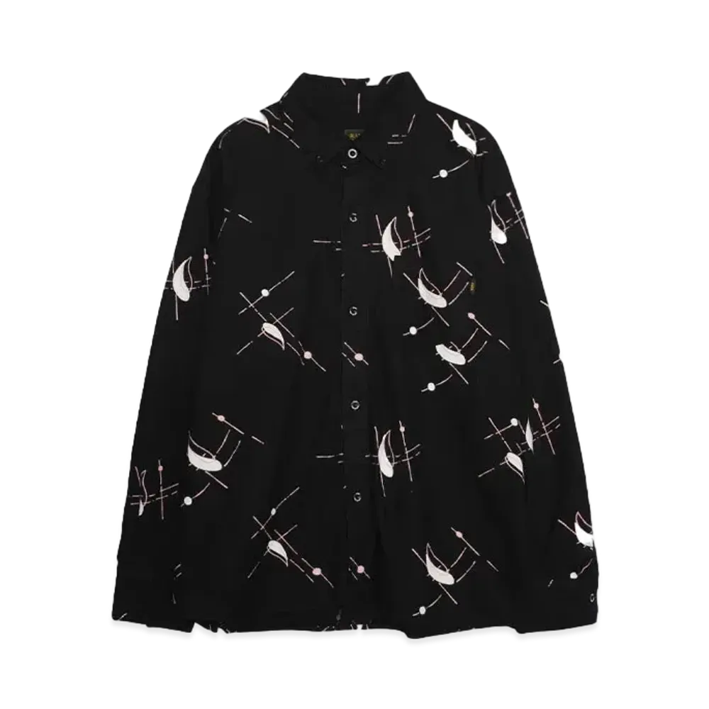 RATS PRINT FLANNEL B.D SHIRT "BLACK"