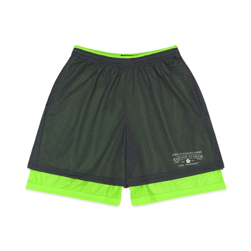 DENIM TEARS ADG Double Layer Mesh Shorts "Grey/Lime"
