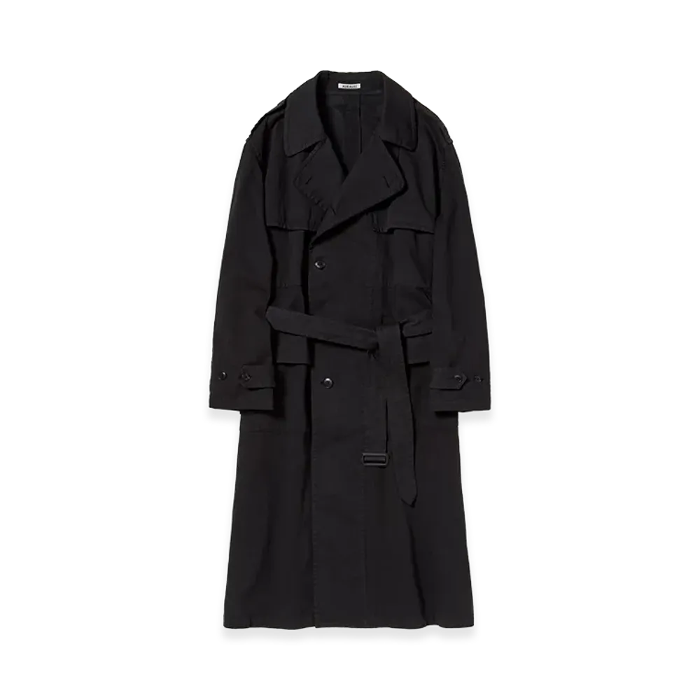 AURALEE Women's Garment-Dyed Textured Chino Coat "Black"