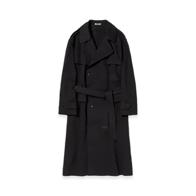 AURALEE Women's Garment-Dyed Textured Chino Coat "Black"
