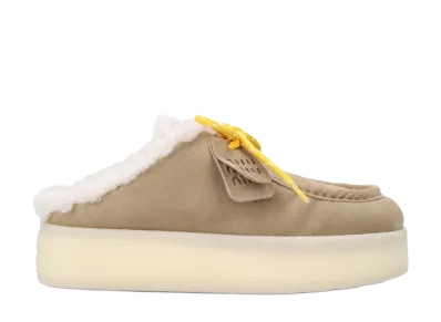 MIU MIU Women's Shearling lined Sabot Mules "Beige"