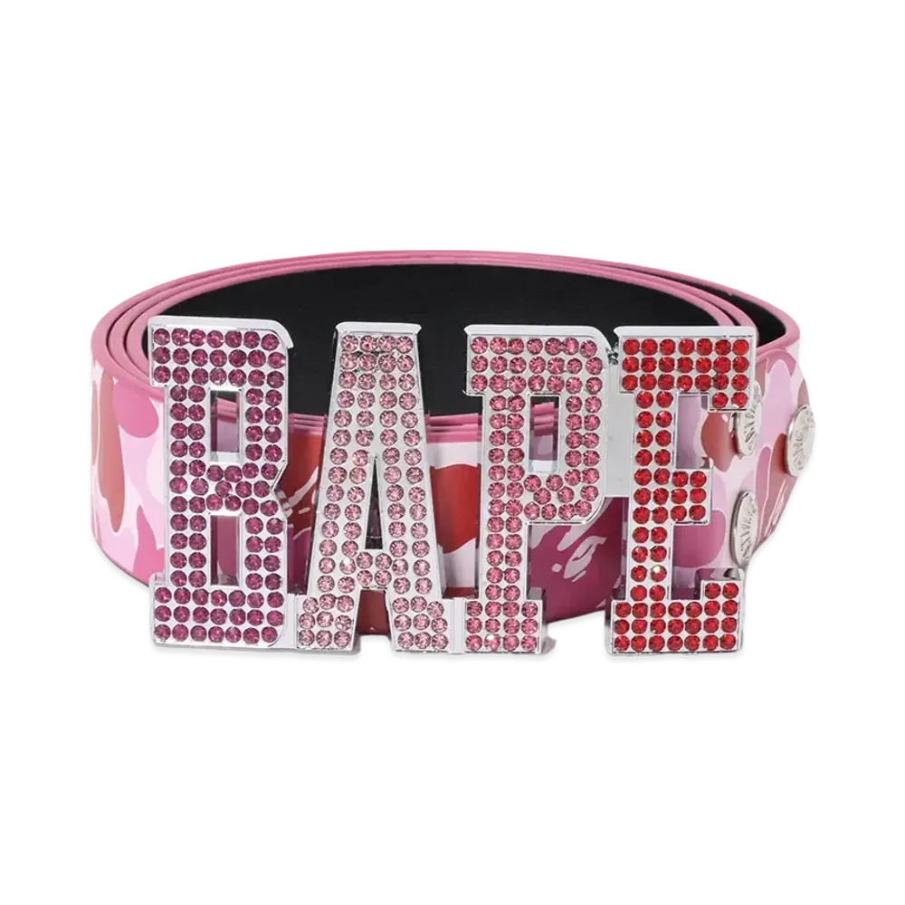 A BATHING APE ABC Camo Bape Leather Belt "Pink"