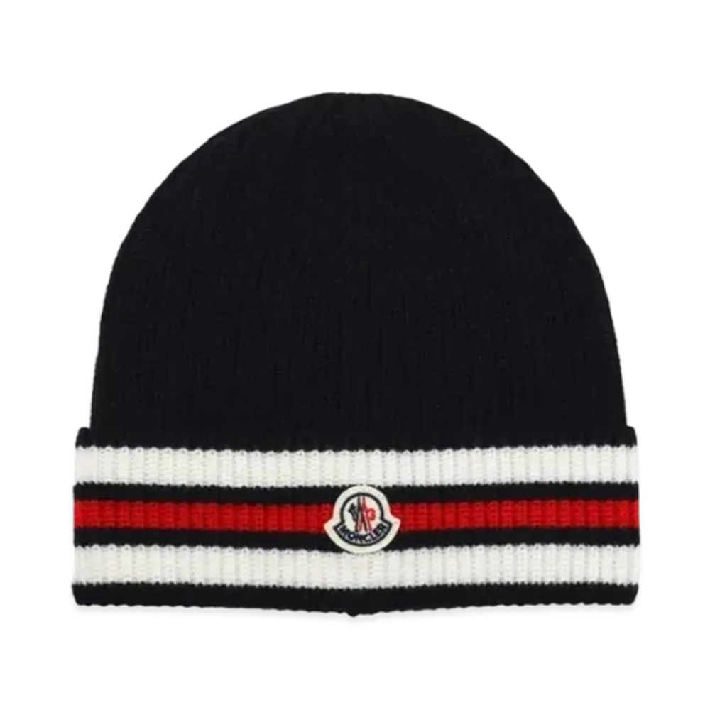 MONCLER Kids Beanie Knit Cap "Blue"