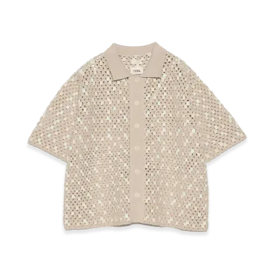 nanamica Knit Shirt "Light Beige"