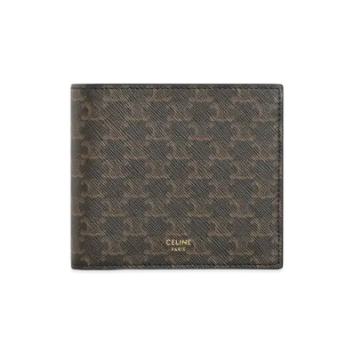 CELINE Bi-fold Wallet With Coin Compartment In Triomphe Canvas "Black"