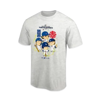 MLB Fanatics Shohei Otani Yoshinobu Yamamoto Shota Imanaga Seiya Suzuki MLB Tokyo Series Opening Game Illustration T-shirt "Oatmeal"
