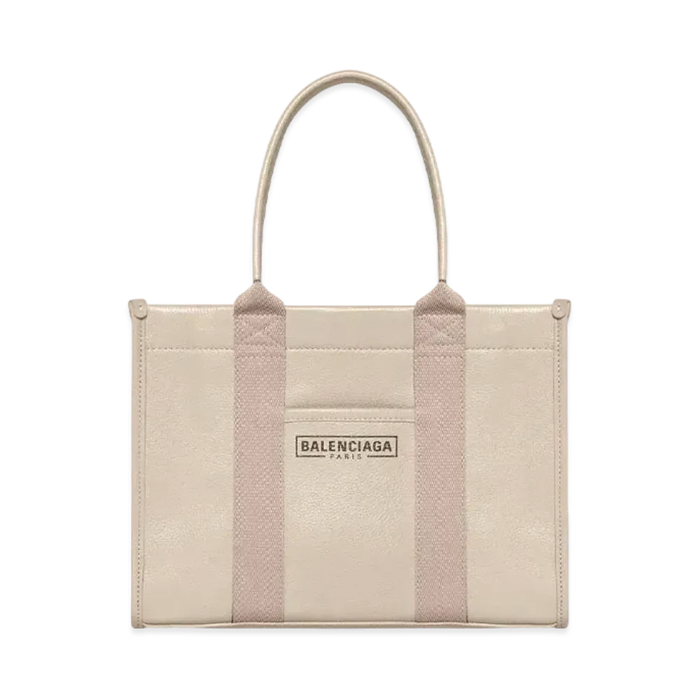 BALENCIAGA Hardware Small Tote Bag With Strap In Grained Calfskin "Beige"
