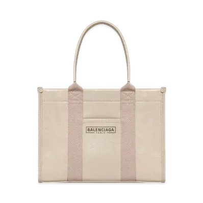 BALENCIAGA Hardware Small Tote Bag With Strap In Grained Calfskin "Beige"