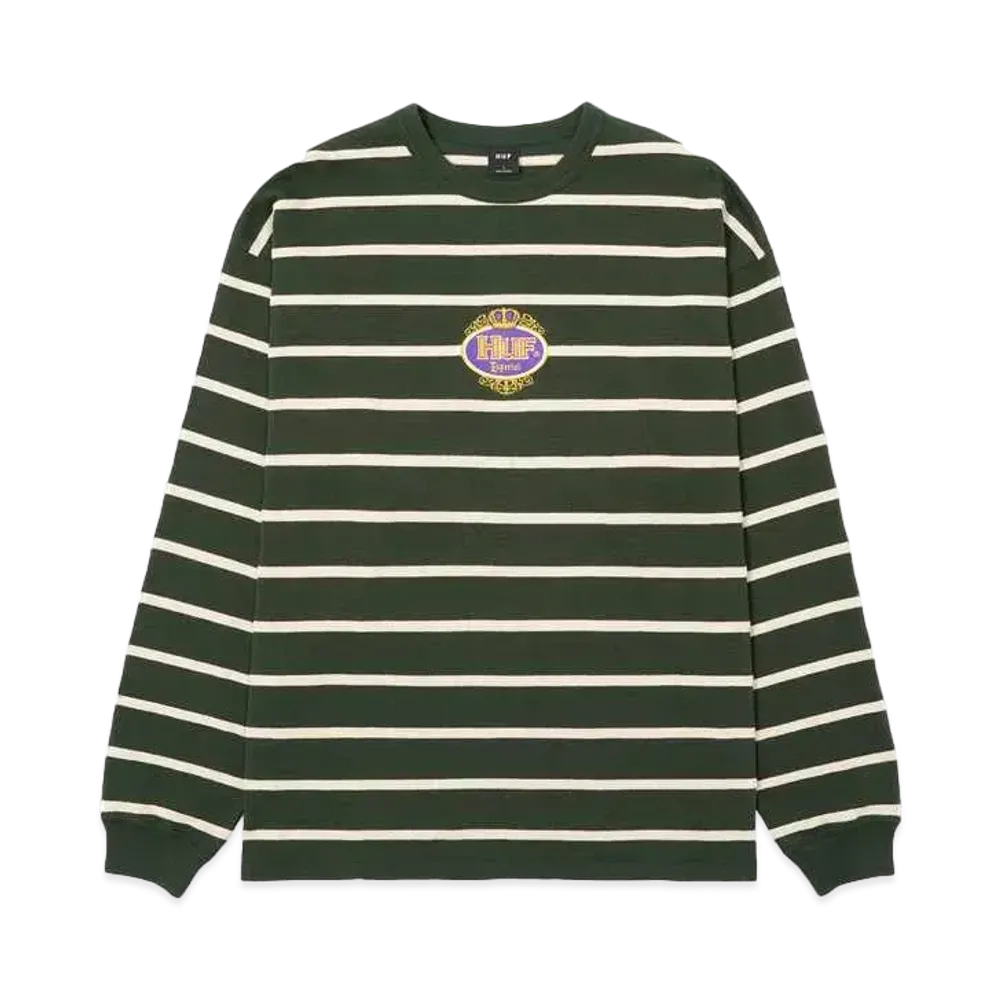 HUF Fall 24 Especial Stripe Long Sleeve Crew "Hunter Green"