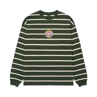 HUF Fall 24 Especial Stripe Long Sleeve Crew "Hunter Green"