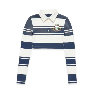 Acne Studios Cropped long sleeve polo "White/navy"
