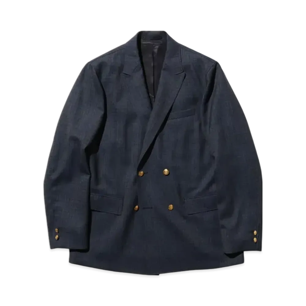 BEAMS 4B Double Breasted Dobby Hairline "Navy"
