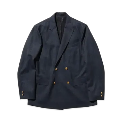 BEAMS 4B Double Breasted Dobby Hairline "Navy"