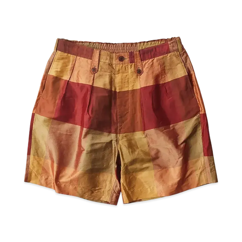 NICENESS Burnel Silk Check Gurkha Shorts "Red"