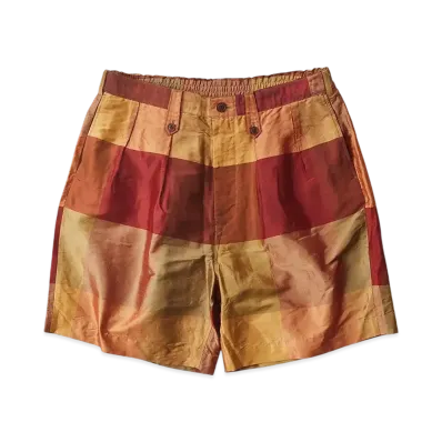 NICENESS Burnel Silk Check Gurkha Shorts "Red"