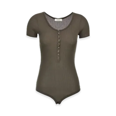 LEMAIRE Women's V-Necked Body Suit "Brown"