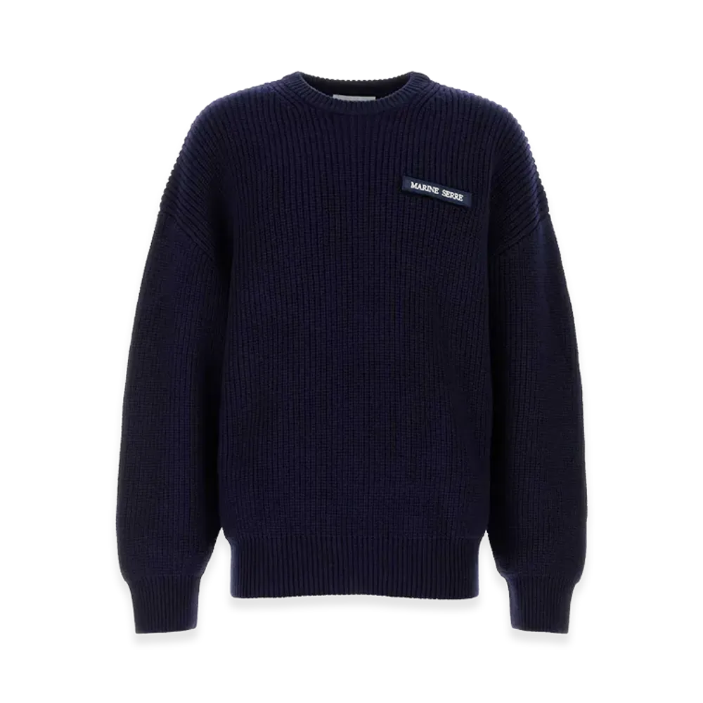 Marine Serre Wool Sweater "Navy Blue"