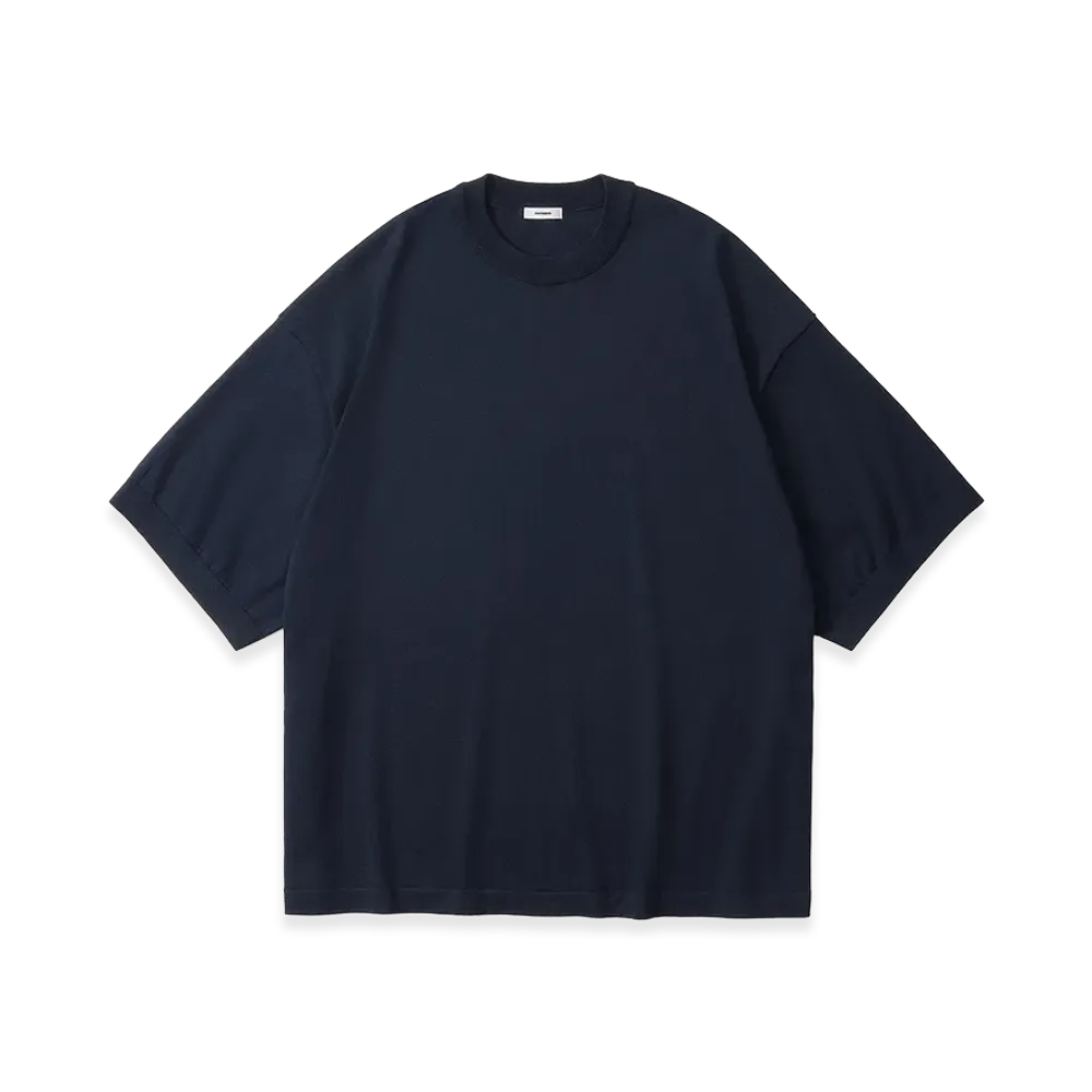 everyone Cotton Silk High Gauge Knit Short Sleeve Tee Shirt "Navy"