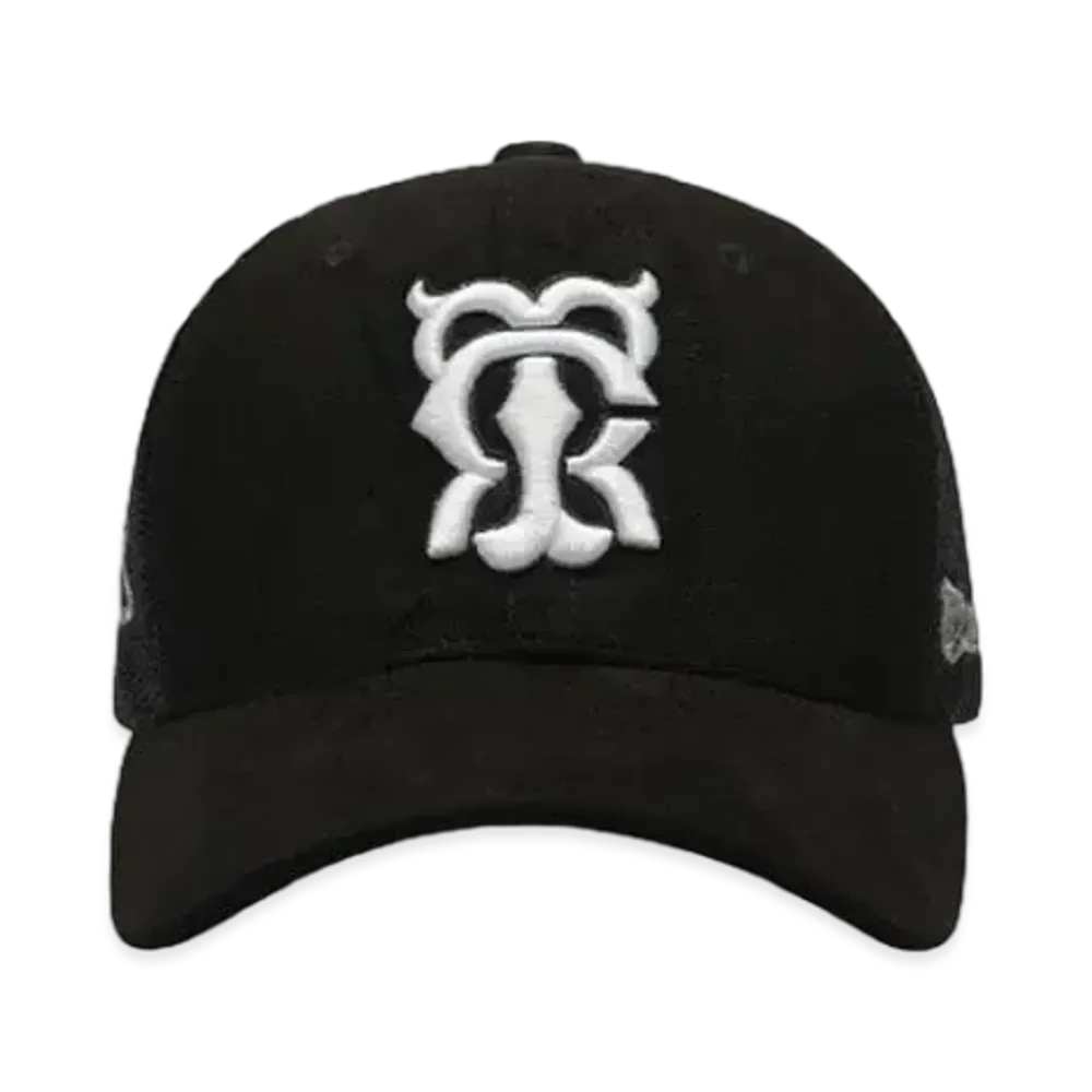 T.C.R MONOGRAM LOGO SUEDE TRUCKER CAP "BLACK/WHITE"