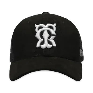 T.C.R MONOGRAM LOGO SUEDE TRUCKER CAP "BLACK/WHITE"