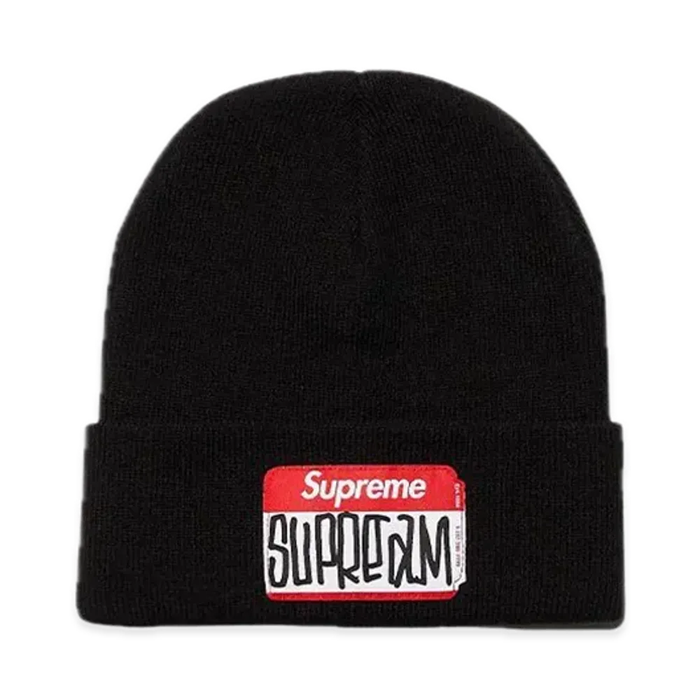 Supreme シュプリーム ニット帽　ビーニー　ネームタグ　ブラック　GONZ B (目立った傷や汚れなし)】シュプリーム ゴンズ ネームタグ ビーニー