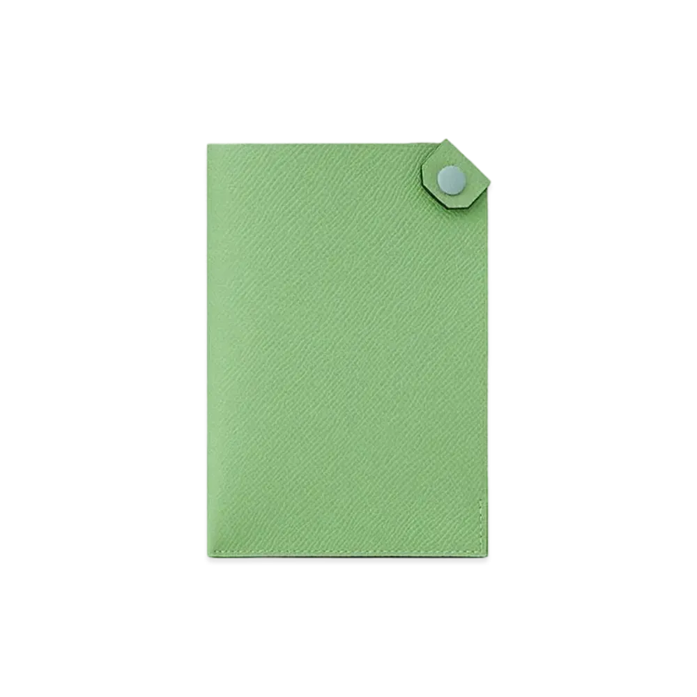 Hermes Tarmac Dot Passport Holder "Vert Criquet/Blue Brume"