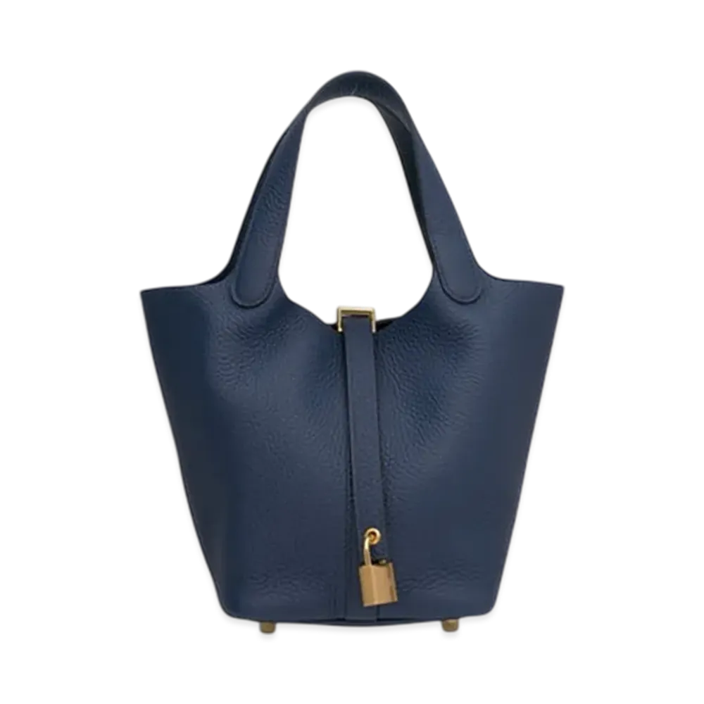 Hermes Picotin Lock 18/PM Taurillon Clemence "Bleu De Prusse"