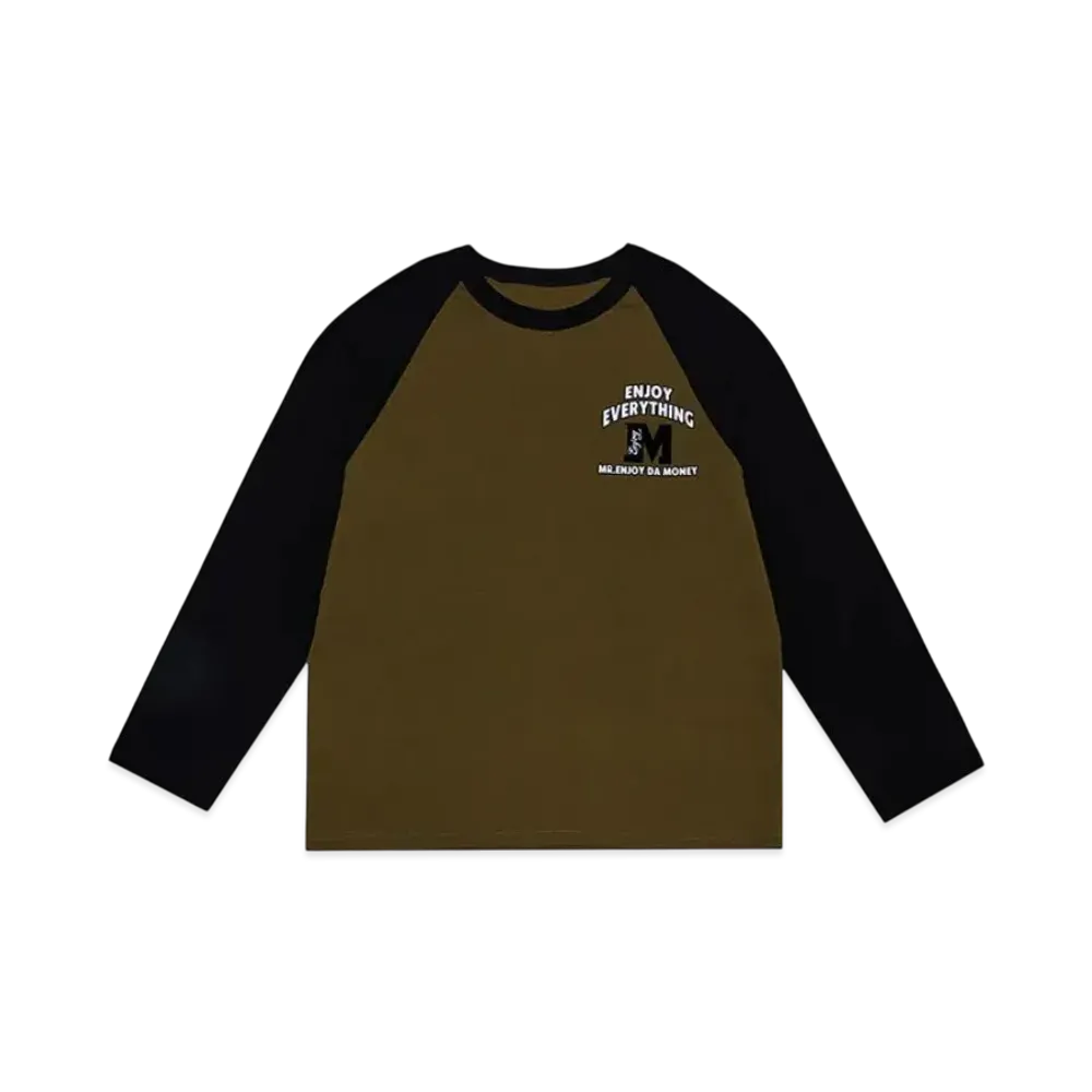 MR. ENJOY DA MONEY Emotional Printing Stamps Shoulder Sleeve "Dark Brown"