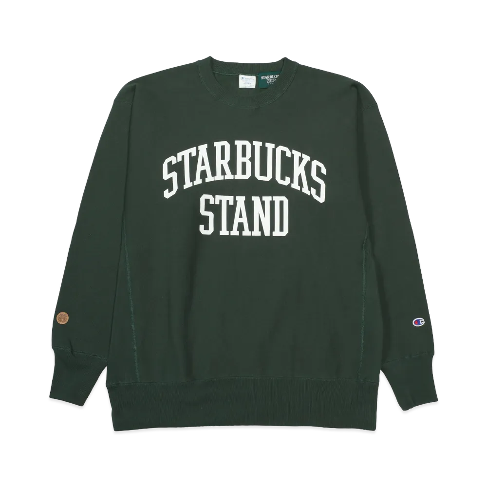 STARBUCKS STAND by BEAMS Champion Reverse Weave Sweatshirt "Green"