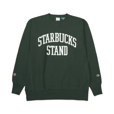 STARBUCKS STAND by BEAMS Champion Reverse Weave Sweatshirt "Green"