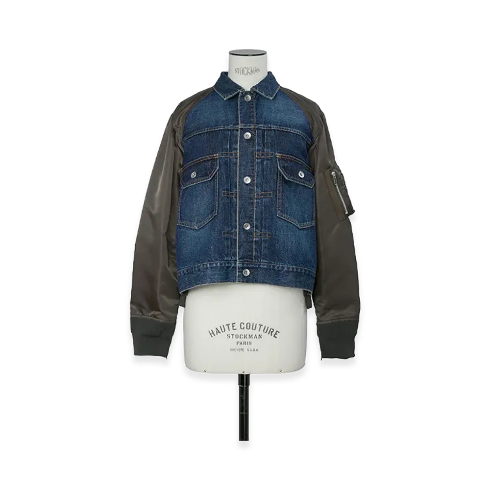 sacai Women's Denim Blouson "Blue/Dark Khaki"