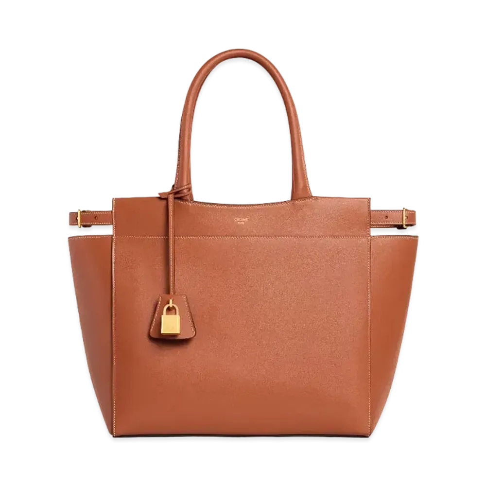 CELINE Medium Cabas Bourgeois In Smooth Calfskin "Tan"